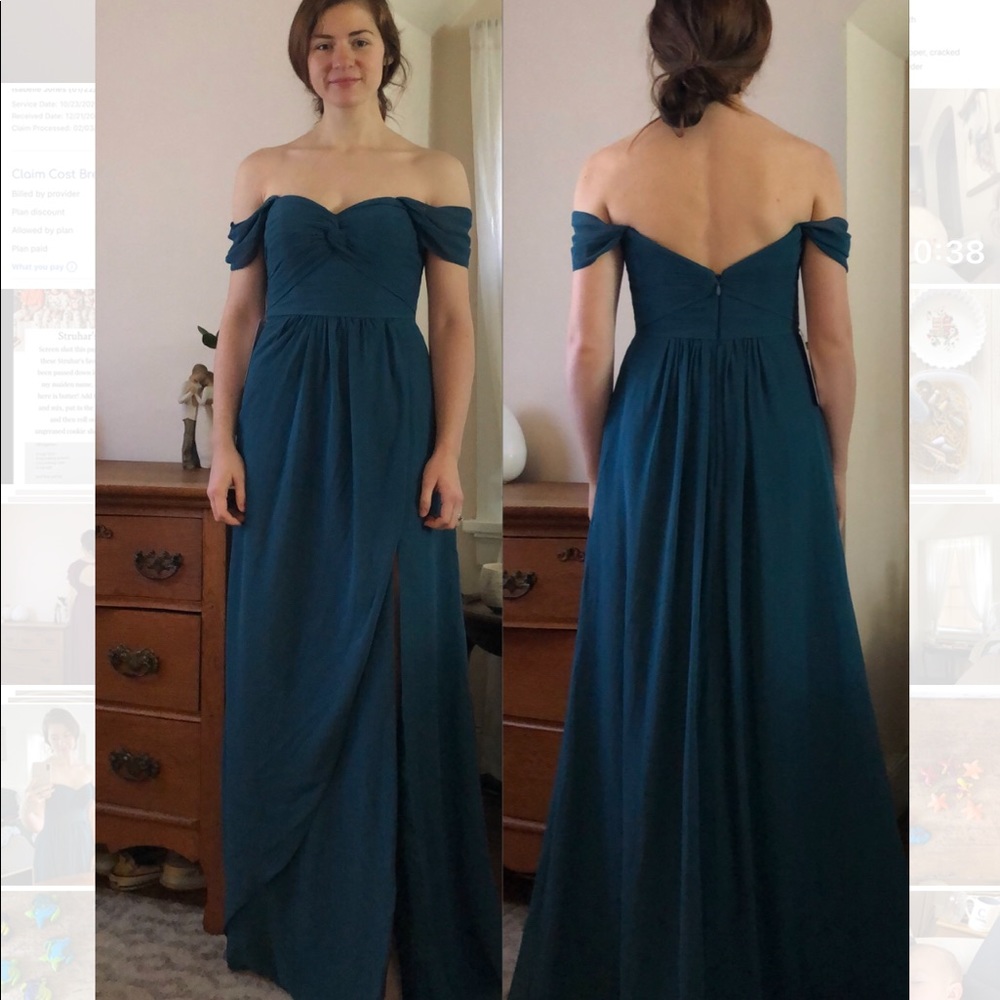 Azazie Millie Peacock color